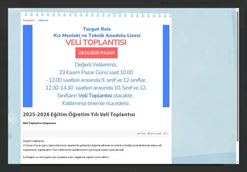 Turgut Reis Kız Mesleki ve Teknik Anadolu Lisesi - İSTANBUL / ESENLER