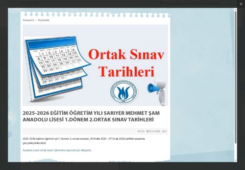 Mehmet Şam Anadolu Lisesi - İSTANBUL / SARIYER