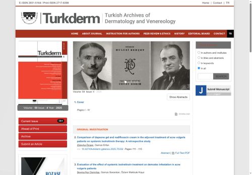 Turkderm-Turk Arch Dermatol Venereol: 59 (4) - TURKDERM - Turkish Archives of Dermatology and Venereology