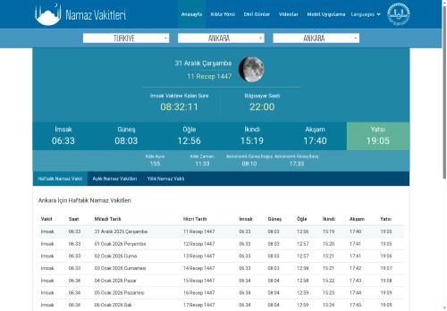 Kestel Namaz Vakitleri | Diyanet İşleri Başkanlığı