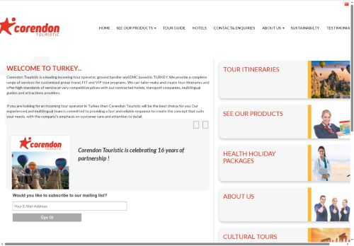 Corendon Touristic : Leading destination management and incoming travel agency in Turkey.