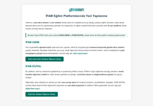 İFAM Eğitim Yapılanması