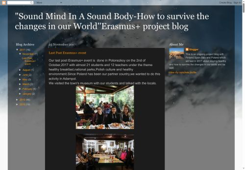 "Sound Mind In A Sound Body-How to survive the changes in our World''Erasmus+ project blog