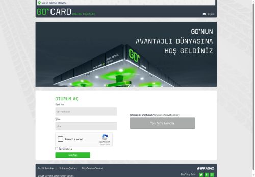 GO Card Online İşlemler Portalı'na Giriş Yap