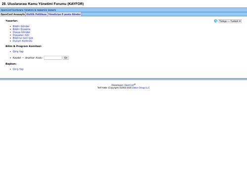 OpenConf Konferans Yönetimi & Hakemlik Sistemi - KAYFOR28