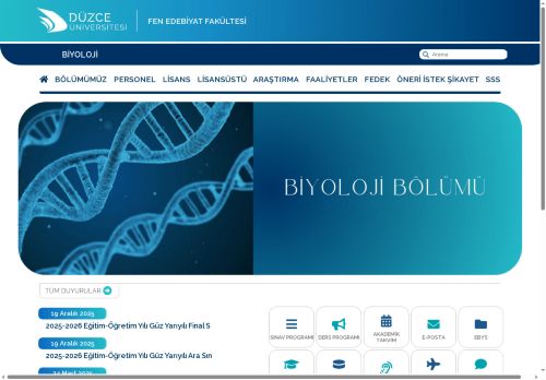 Düzce Üniversitesi | Biyoloji | Anasayfa