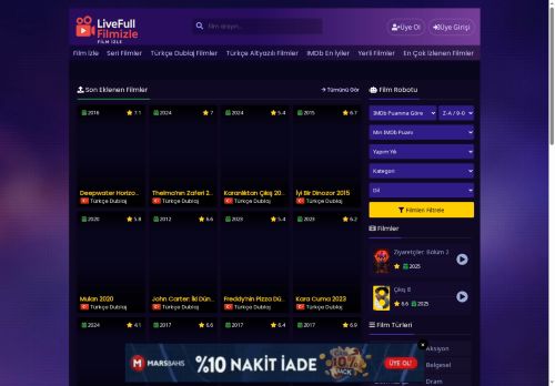 Türkçe Dublaj ve Altyazılı 1080P HD Filmler - LiveFullFilmizle | Full Film İzle