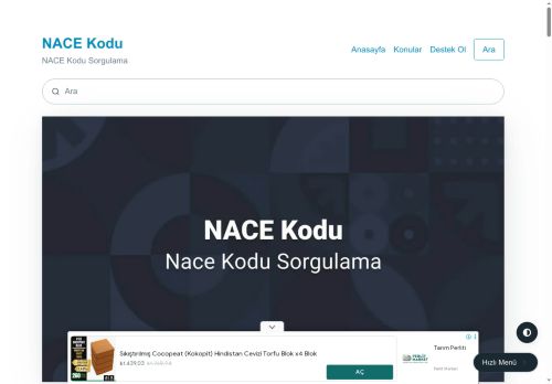 NACE Kodu Sorgulama - NACE Kodu