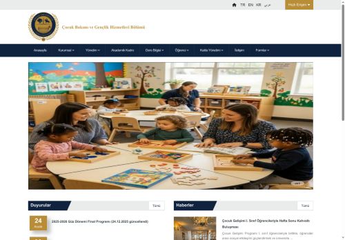 Çocuk Bakımı ve Gençlik Hizmetleri Bölümü