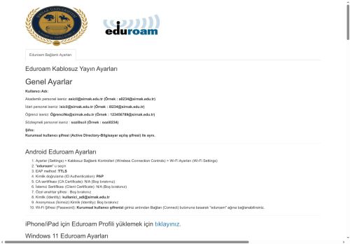 Şırnak Üniversitesi Eduroam