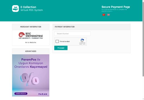 KOÇ ÜNİVERSİTESİ /DÖVİZ POS TAHSİLAT SİSTEMİ