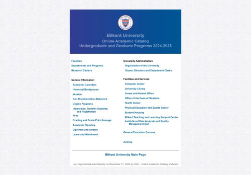 Online Academic Catalog - Bilkent University