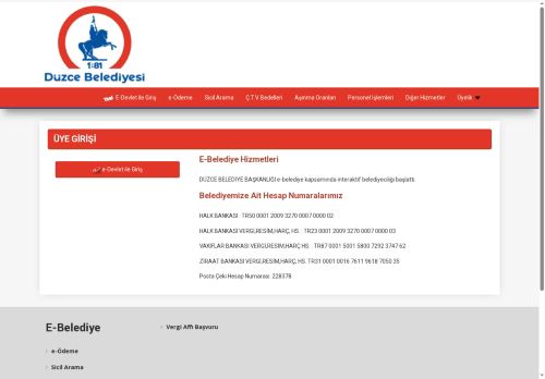 Düzce Belediye Başkanlığı e-Belediye Hizmetleri