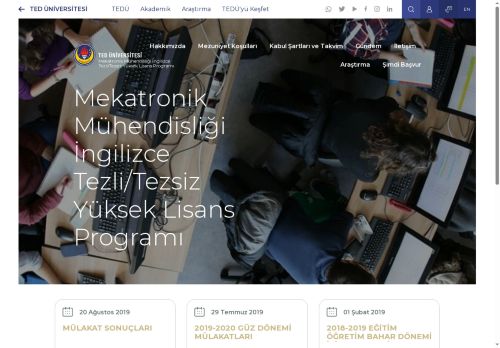 Mekatronik Mühendisliği İngilizce Tezli/Tezsiz Yüksek Lisans Programı | TED Üniversitesi