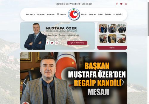 Eğirdir Belediyesi, insana hizmeti esas alan, insan odaklı bir belediyecilik anlayışıyla, güncel teknolojileri kullanarak açık ve şeffaf hizmet sunmaktadır. - Eğirdir Belediyesi
