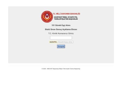 MSB ANT Başkanlığı - Sorgu Sayfası