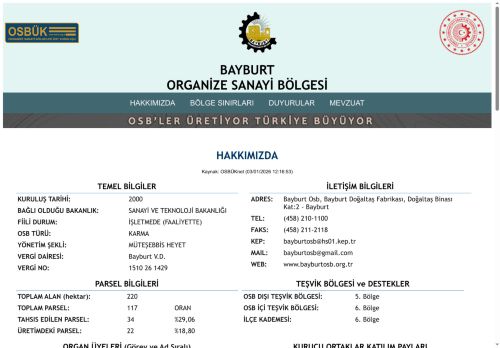 BAYBURT OSB Web Sayfası