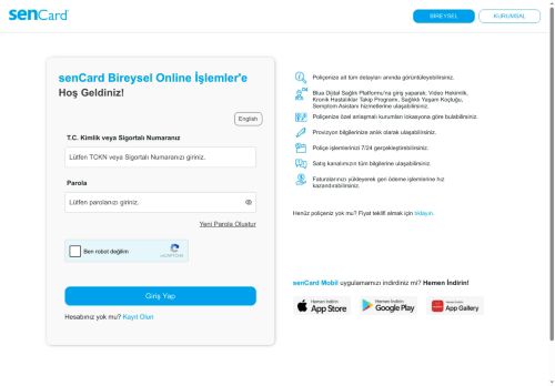 senCard Online İşlemler