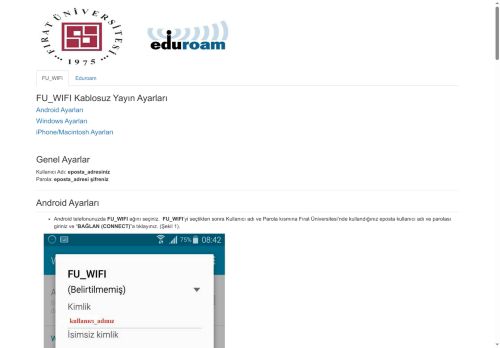 Fırat Üniversitesi FU_WIFI/Eduroam
