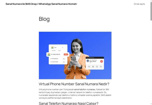 Sanal telefon numarası hizmetimizle SMS onay, WhatsApp doğrulama ve geçici telefon numarası ihtiyaçlarınızı hızlı ve güvenli şekilde karşılayın. Türkiye'nin en güvenilir sanal numara platformunda kolayca sanal numara kiralayın, ücretsiz SMS alın ve online doğrulamalarınızı zahmetsizce yapın. - Sanal Numara ile SMS Onayı | WhatsApp Sanal Numara Hizmeti