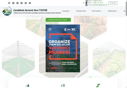 Çanakkale Ayvacık Tarıma Dayalı İhtisas Sera (Jeotermal kaynaklı) Organize Sanayi Bölgesi – Gelecek Hepimizin Elinde…