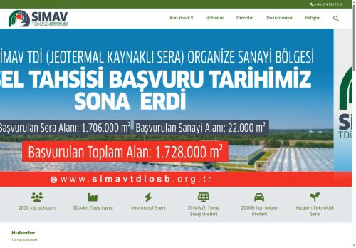 Kütahya Simav Tarıma Dayalı İhtisas Sera Organize Sanayi Bölgesi