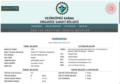 VEZİRKÖPRÜ KARMA OSB Web Sayfası
