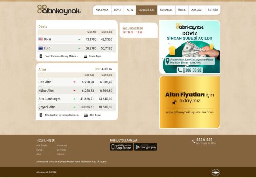 Dolar Euro Altın - Altınkaynak Şirketler Grubu