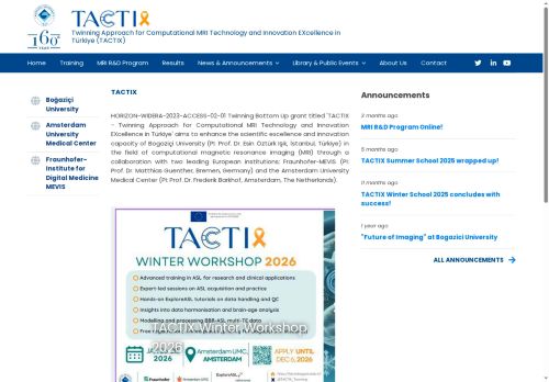 TACTIX Winter School 2025 concludes with success! | Twinning Approach for Computational MRI Technology and Innovation EXcellence in Türkiye (TACTIX)