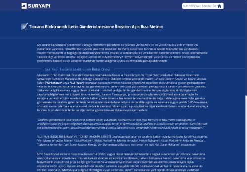 Ti̇cari̇ Elektroni̇k İleti̇ Gönderi̇lmesi̇ne İli̇şki̇n Açik Riza Metni̇ - SUR YAPI