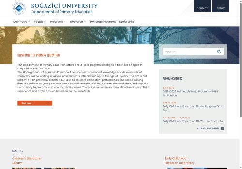 Temel Eğitim Bölümü | Erken Çocukluk Eğitimi Programı