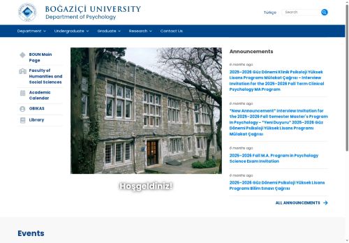 Hoşgeldiniz | Psikoloji Bölümü