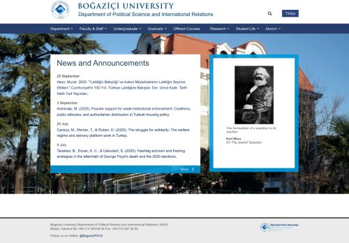 Siyaset Bilimi ve Uluslararası İlişkiler Bölümü