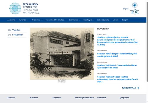 FEZA GÜRSEY FİZİK VE MATEMATİK UYGULAMA ve ARAŞTIRMA MERKEZİ sitesine hoşgeldiniz | FEZA GÜRSEY FİZİK VE MATEMATİK UYGULAMA ve ARAŞTIRMA MERKEZİ