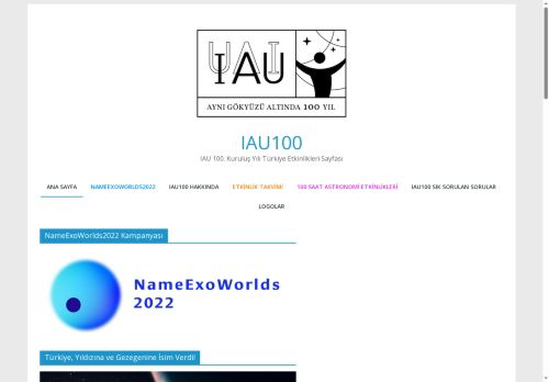 IAU100 – IAU 100. Kuruluş Yılı Türkiye Etkinlikleri Sayfası