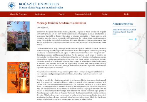 Message from the Academic Coordinator | Master of Arts Program in Asian Studies