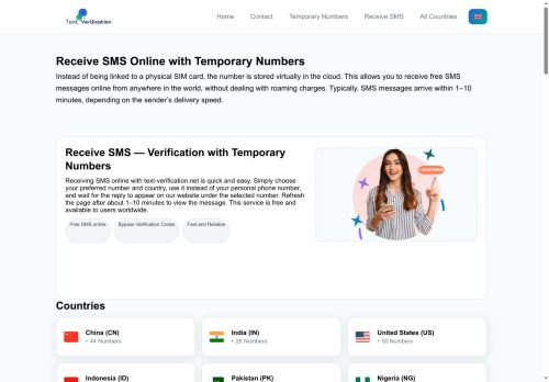 Receive SMS online — Temporary numbers | SMS verification - Text Verification - Receive SMS Online