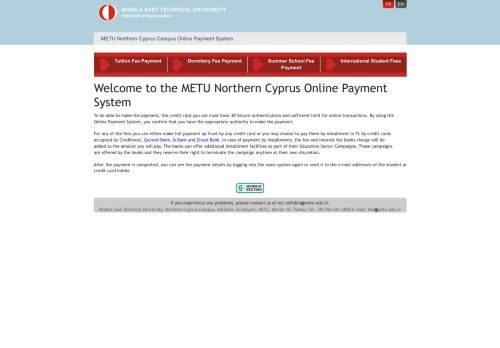 METU Northern Cyprus Campus Online Payment System