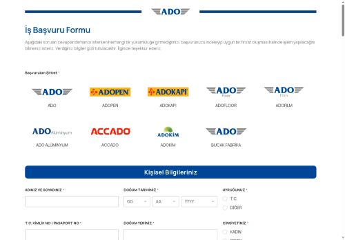 ADO Grup – İş Başvuru Formu