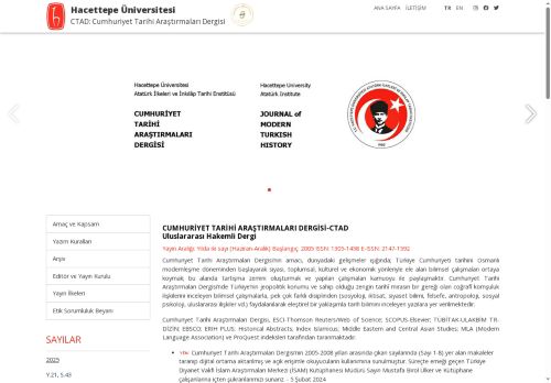 Hacettepe Üniversitesi CTAD:CUMHURİYET TARİHİ ARAŞTIRMALARI DERGİSİ