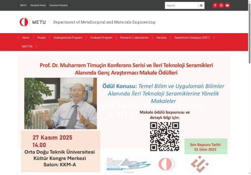 Department of Metallurgical and Materials Engineering | ODTÜ Metalurji ve Malzeme Mühendisliği