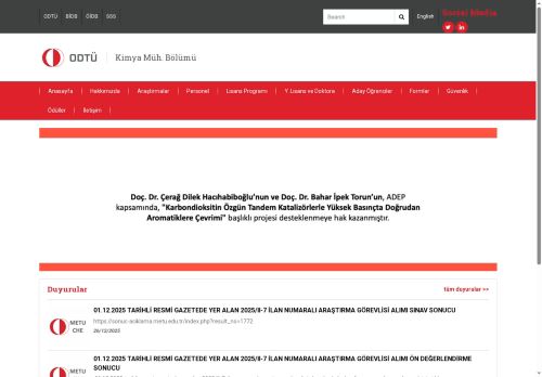 Kimya Müh. Bölümü | ODTÜ