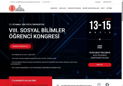 T.C. İstanbul Yeni Yüzyıl Üniversitesi - VIII. SOSYAL BİLİMLER ÖĞRENCİ KONGRESİ