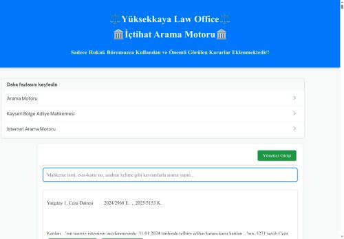 Yüksekkaya Law Office İçtihat Arama Motoru️