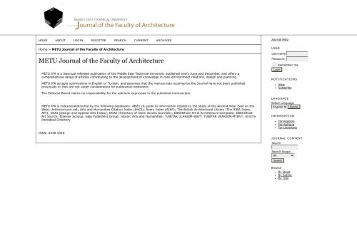 METU Journal of the Faculty of Architecture