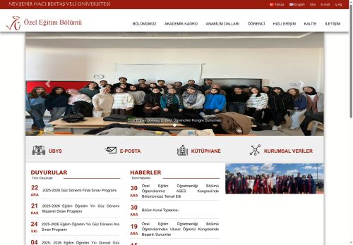 Özel Eğitim Bölümü | NEVŞEHİR HACI BEKTAŞ VELİ ÜNİVERSİTESİ