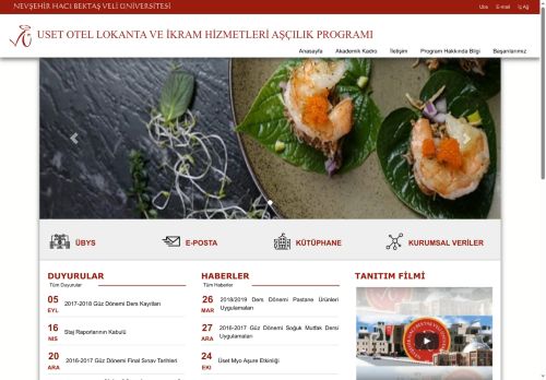 USET OTEL LOKANTA VE İKRAM HİZMETLERİ AŞÇILIK PROGRAMI | NEVŞEHİR HACI BEKTAŞ VELİ ÜNİVERSİTESİ