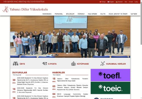 Yabancı Diller Bölümü | Yabancı Diller Yüksekokulu