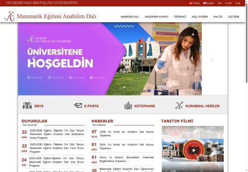 Matematik Eğitimi Anabilim Dalı | NEVŞEHİR HACI BEKTAŞ VELİ ÜNİVERSİTESİ