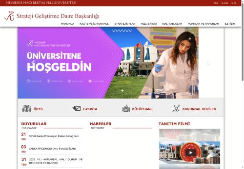 Nevşehir Hacı Bektaş Veli Üniversitesi 2023-2027 Stratejik Planı | Strateji Geliştirme Daire Başkanlığı